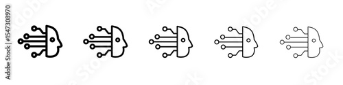 Cyborg icon flat illustration set logo