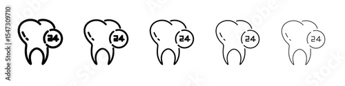 Dental Protection for 24 Hours icon flat illustration set logo