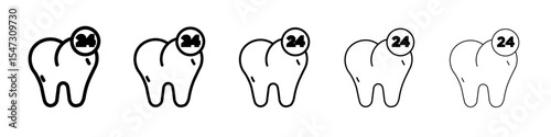 Dental Protection for 24 Hours icon flat illustration set logo
