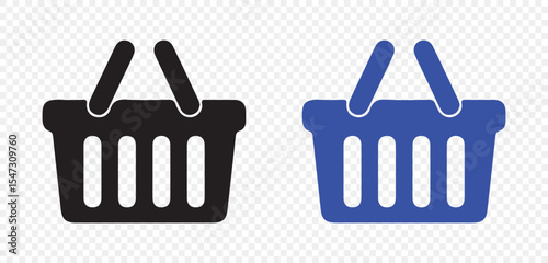 Flat Design Retail Basket Icons Isolated