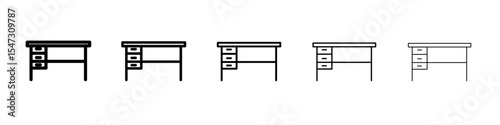 desk icon flat illustration set logo