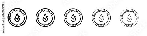 dermatologically tested icon flat illustration set logo