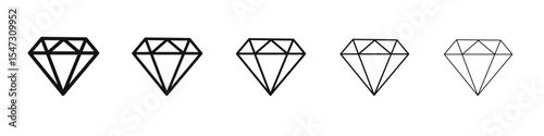 Diamond icon flat illustration set logo