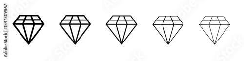 diamond icon flat illustration set logo
