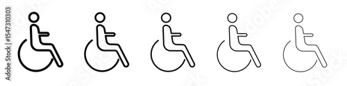 Disability Wheel Chair Icon flat illustration set logo