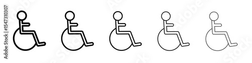 Disability Wheel Chair Icon flat illustration set logo