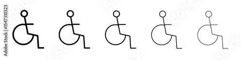 Disability Wheel Chair Icon flat illustration set logo