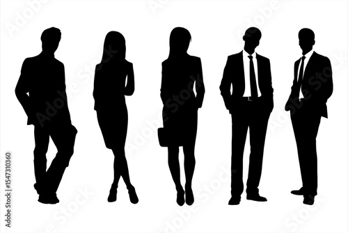 Male and Female Silhouettes Vector in Monochrome.