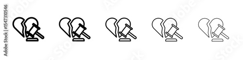 Divorce icon flat illustration set logo