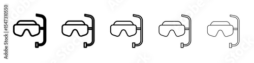 Diving mask icon flat illustration set logo
