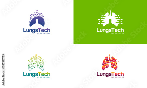Set of Digital Lungs, Pixel Lungs logo designs concept, design concept, logo, logotype element for template