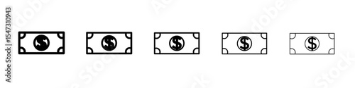 Dollar banknote money icon flat illustration set logo