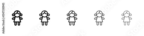 Doll icon flat illustration set logo