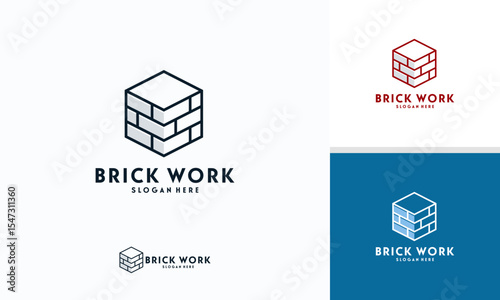 Modern Flat Brick logo, Brick Work simple modern logo template