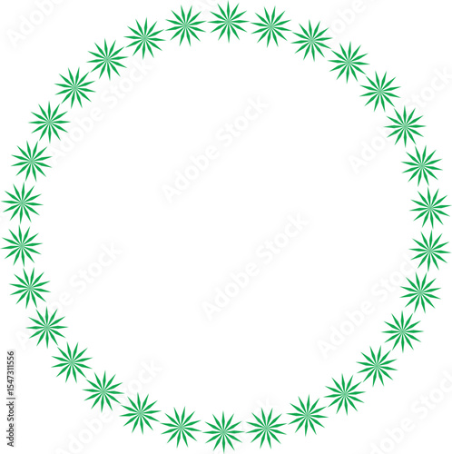 Circular green floral frame design element