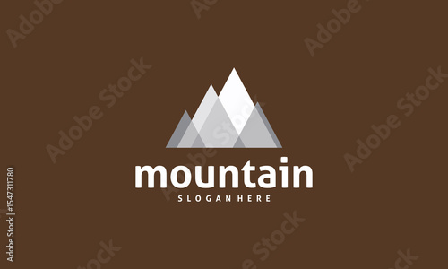 Flat Mountain Logo designs vector, Mountain Expedition in triangle style logo template