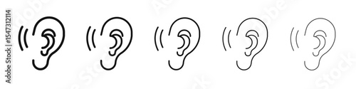 Ear icon flat illustration set logo