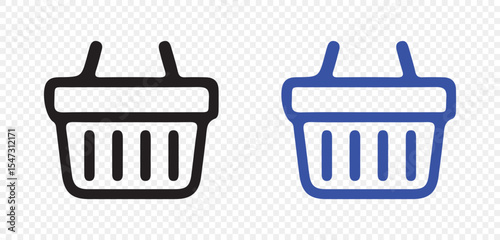 E-commerce Basket Icons in Black and Blue Colors