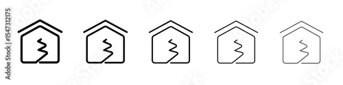 Earthquake icon flat illustration set logo