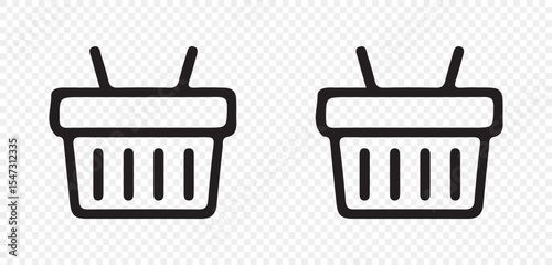 Minimalist Shopping Basket Icon Set – Flat Vector Style