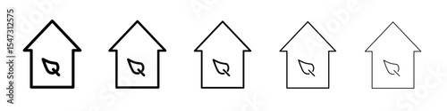 Eco home icon flat illustration set logo