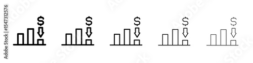 Economic Loss icon flat illustration set logo