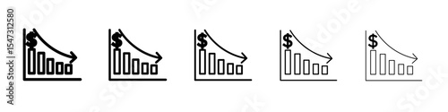 Economic Loss icon flat illustration set logo