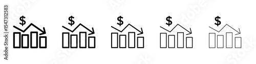 Economic Loss icon flat illustration set logo