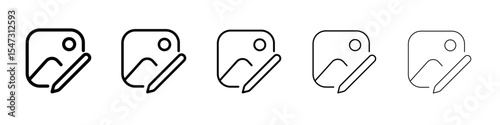 edit image icon flat illustration set logo