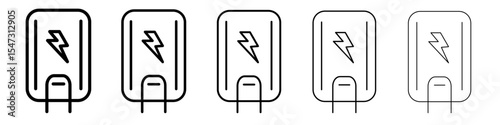Electric heating boiler icon flat illustration set logo