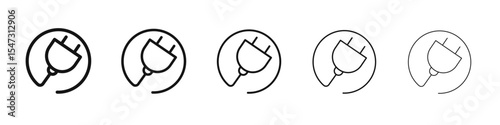 Electric plug icon flat illustration set logo