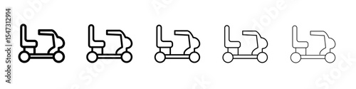 Electric wheelchair scooter icon flat illustration set logo