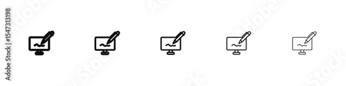 Electronic signature icon flat illustration set logo