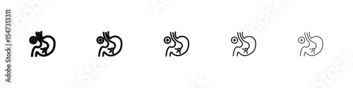 Endoscopy icon flat illustration set logo