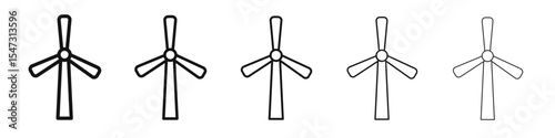Eolic energy icon flat illustration set logo