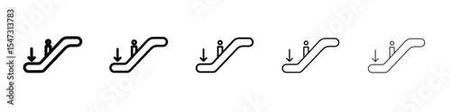 Escalator down icon flat illustration set logo