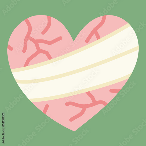 Cracked heart with bandages symbolizing emotional healing