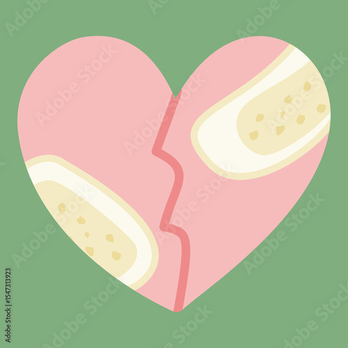 Cracked heart with bandages symbolizing emotional healing