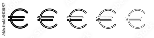 euro sign icon flat illustration set logo