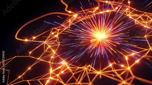 Glowing Core Node and Expanding Network Visualization