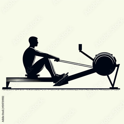 "Ergometer Rowing, Cardio Exercise, Indoor Workout, Fitness Illustration, Endurance Design**

