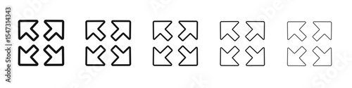 Expand icon flat illustration set logo