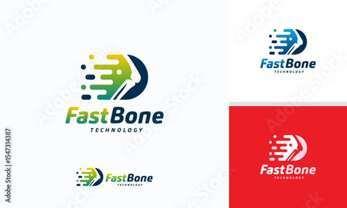 Fast Bone logo designs concept vector, Pixel Bone logo symbol, Knee Tech logo icon