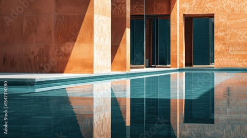 Water reflections with geometric shapes