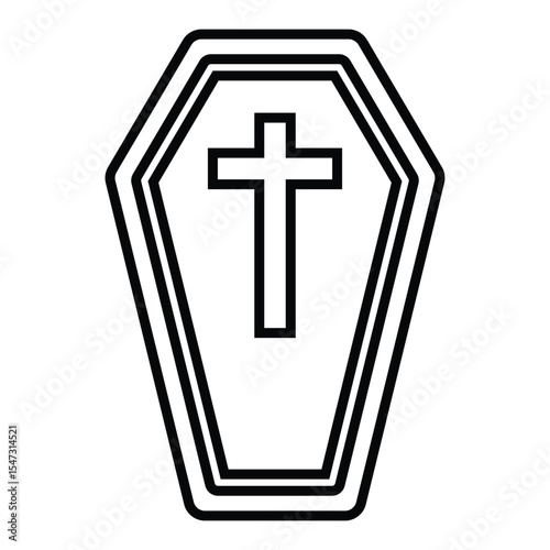 Coffin line icon design. Coffin thin black outline symbol vector illustration. editable stroke icon on transparent background.