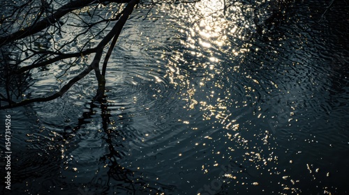 Water reflections with light and shadows