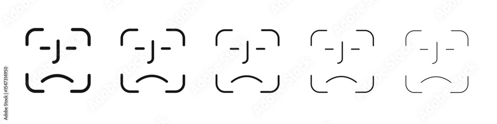 Face id icon flat illustration set logo Face id icon flat illustration set logo