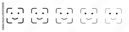 Face id icon flat illustration set logo
