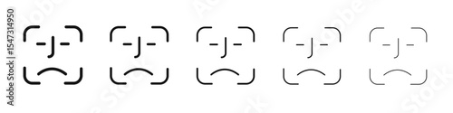Face id icon flat illustration set logo