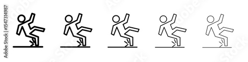 fall accident icon flat illustration set logo
